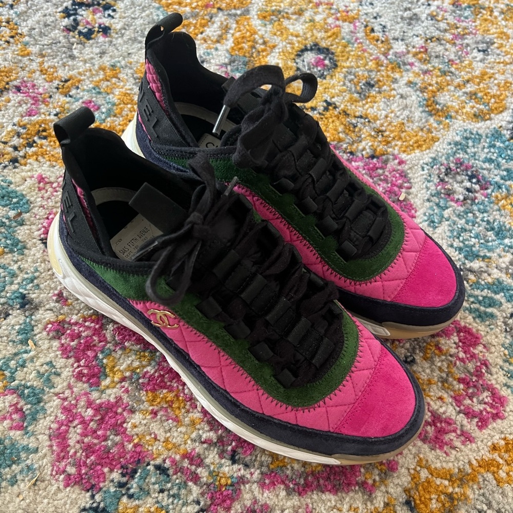 Chanel Pink and Black Athletic Sneakers